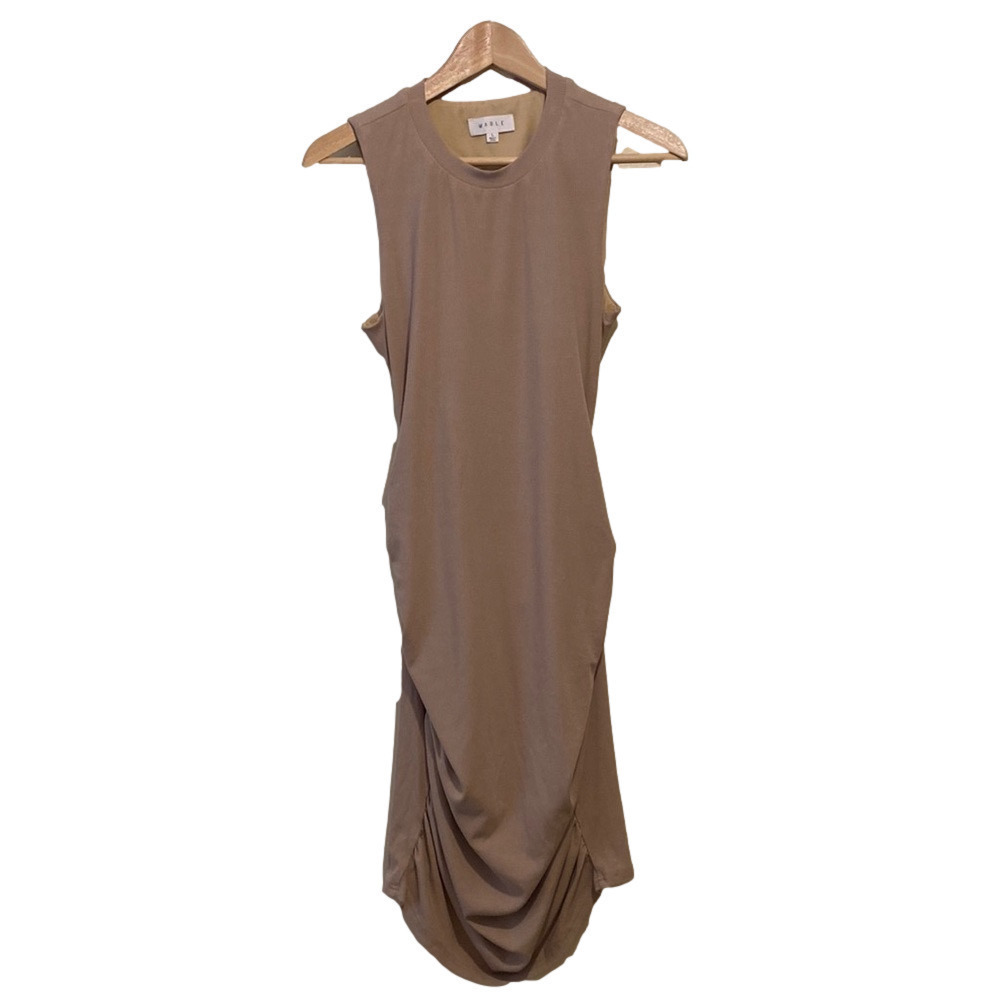 MABLE BEIGE / TAN BLACK DETAIL MINI DRESS . Size L . Very good condition
